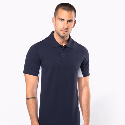 Polo piqué manches courtes bicolore homme