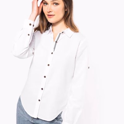 Chemise lin et coton manches longues femme